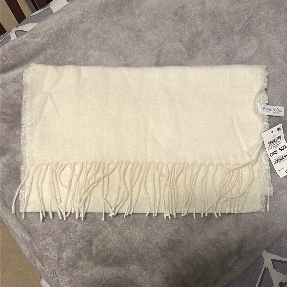 Style & Co. Cream Fringe Scarf